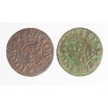 Tokens, 17thC Norfolk (2): Rudham John Pearson Farthing 1667 W236 porous nF, and Snettisham