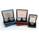 GB Royal Mint silver proofs: Piedfort 5p 1990, 10p 2-coin set 1992 x2, and 5p 1990 2-coin set