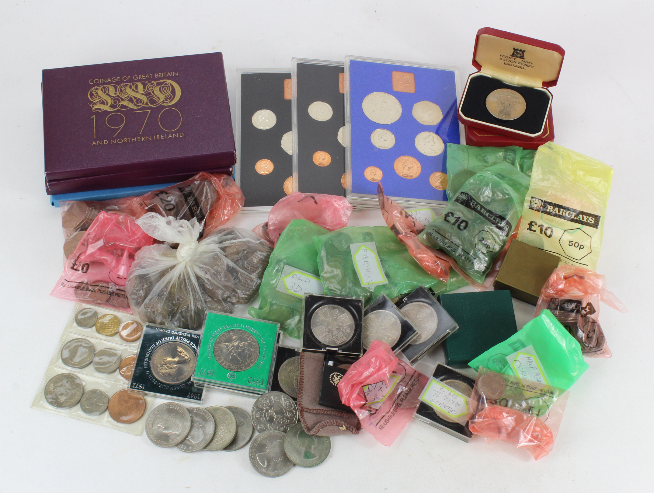 GB & Commonwealth coins, crowns and sets, base metal; a stacker box of material.