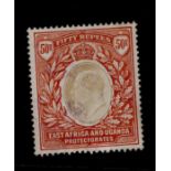 East Africa and Uganda 1907 50 rupees grey and red-brown high value stamp, well centred with variety