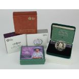 GB Silver Proof Crowns / Five Pounds (6) 2000 "Queen Mother" Piedfort x2, 2011 "Royal Wedding", 2012