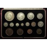 Proof Set 1937 (15 coins) Crown to Farthing, including Maundy Set; nFDC, with original case.