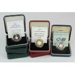 GB Silver Proof Two Pounds (6) 1986, 1994 "Tercentenary" , 1995 "Dove", 1996, 1997 & 1998. aFDC/