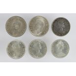 Canada Silver Dollars: 1958, 1960, 1964, and 1965, plus South Africa Crowns 1949 and 1952; EF-UNC