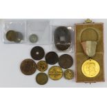 GB & World coins, tokens, medals etc (13) 18th-20thC assortment; noted GIII portrait guinea coin