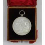Agricultural Medal silver d.55mm, weight 98.3g, including silver mounted glass & silver case with