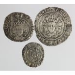 Henry VI silver coins of Calais (3): Rosette-mascle issue Halfgroat, S.1862, 1.67g, F/GF; Annulet