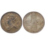 Shilling 1709 3rd bust, plain angles, S.3610, deeply toned GVF