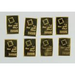 Fine gold (999.9) 1g gold bars (8) all stamped