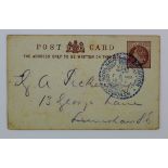 GB - 1891 ½d Postal stationery postcard with printed "ROYAL NAVAL EXHIBITION / TOP OF EDDYSTONE