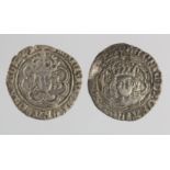 Henry VII silver Halfgroats of Canterbury (2) under Archbishop Morton: Cross by neck, M in centre