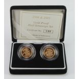 Half Sovereign two coin set 2004 & 2005. Proof FDC boxed with certificate
