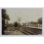 Railway station postcard. Wallingford Oxfordshire, interior, real photographic postcard, postally