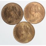 Pennies (3) 1901 EF to AU with lustre.