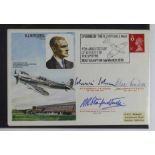 RAF 1976 multi signed cover, Johnnie Johnson, Douglas Bader and Stanford Tuck.