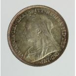 Sixpence 1897 nicely toned aUnc