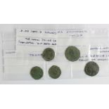 Roman bronze coins of London (5): Carausius RIC101 Fine/Fair; Crispus R: Mars stg. r. as RIC105