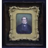 Mid 19th century Portrait miniature depicting a Statesman (?) Very finely painted on porcelain.