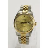 Gents stainless steel & 18ct gold Rolex datejust. Ref 16013. Working when catalogued and comes
