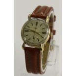 Gents 9ct cased Avia manual wind wristwatch. Hallmarked Birmingham 1948. The 29mm signed cream
