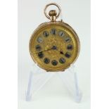 Mid-size 9ct cased open face pocket watch approx 35mm dia, working but cant adjust hands