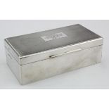 Silver cigarette box (has a wooden lining) hallmarked B.S. Ltd. Birm. 1967. Gross weight 16 oz