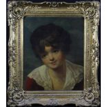 Oil on canvas. Artist unknown. 19th century portrait of a young boy. Unsigned. Canvas measures