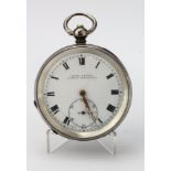 Gents silver cased open face "Acme Lever" pocket watch. Import marks for London 1919. The white dial