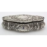 Edward VII ornate silver dressing-table box (has three little holes to lid caused by over-cleaning),