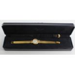Yellow gold (tests 18ct) ladies Chopard wristwatch, mother of pearl dial and dot makers, diamond set