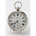Gents silver cased open face pocket watch by "Harris Stone, Leeds". Import marks for London 1919.