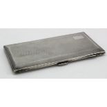 Silver engine turned cigarette case hallmarked J G Ltd. Birm. 1939. Weight 8.5oz approx.