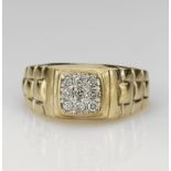 9ct yellow gold diamond watch link ring, nine round brilliant cut diamonds total weight approx 0.