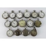 Fifteen (15) gents silver cased pocket watches. All AF