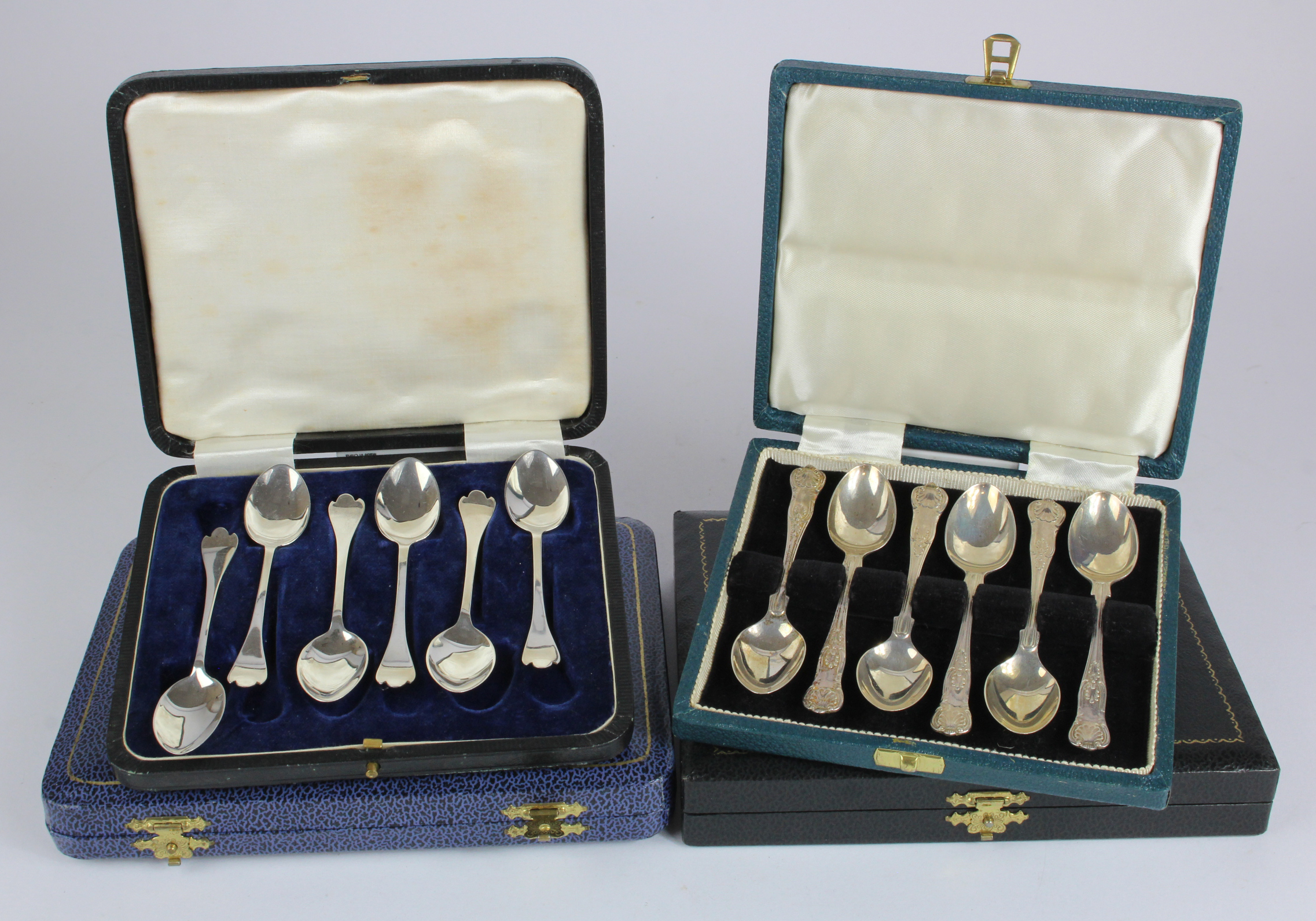 Four boxes of silver & steel cutlery, various makers & dates comprising six modern King's pattern