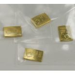 Fine gold (999.9) 1g gold bars (4) all stamped