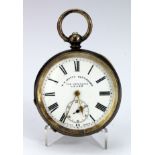 Gents silver cased (0.935) open face pocket watch " The Greenwich Lever" by W E Watts Nottingham..