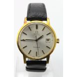 Gents gold plated Omega Geneve automatic wristwatch, circa early 1970s, The silvered dial with
