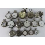 Sixteen various pocket watches (mostly silver), sold as seen