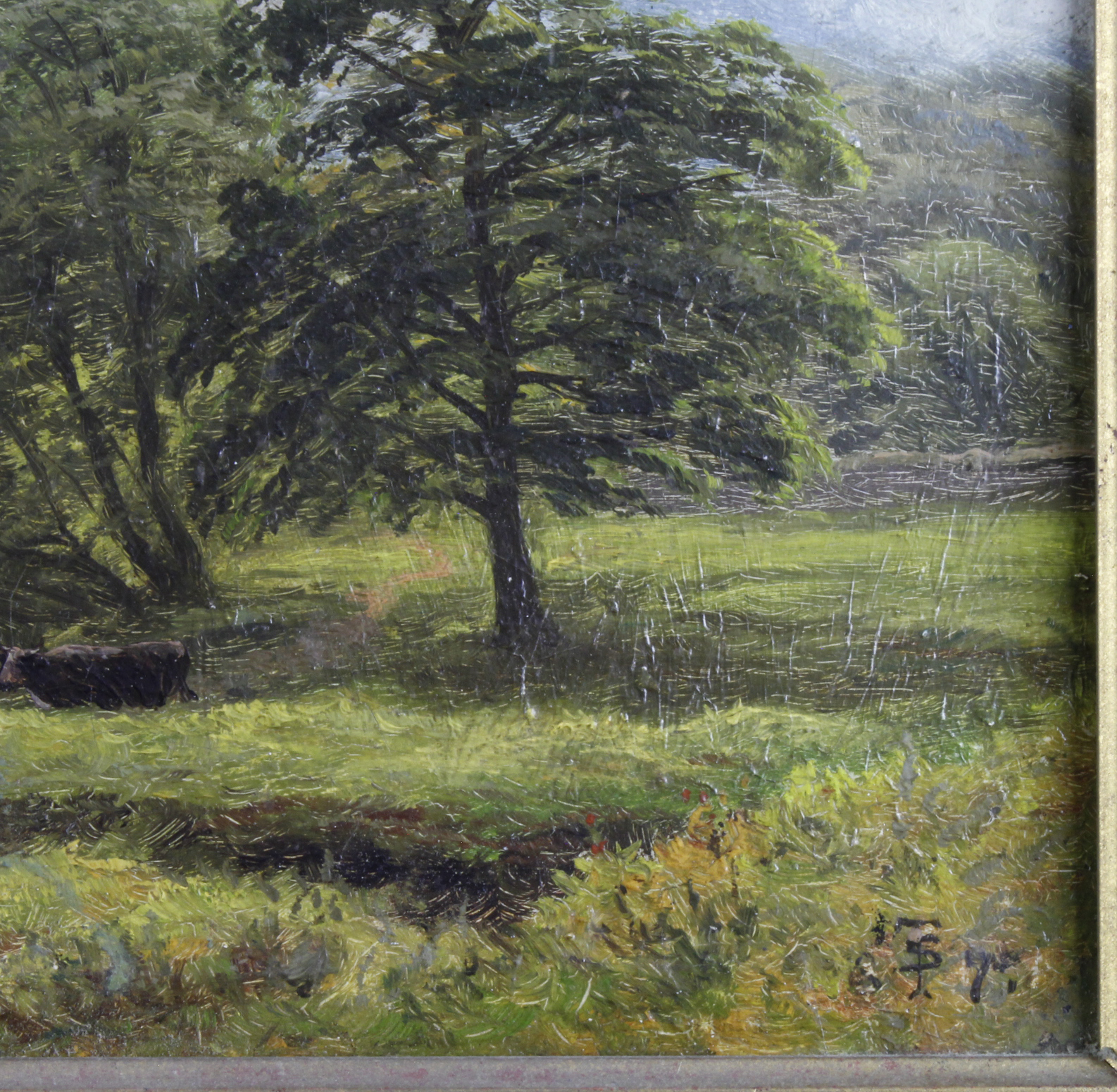 Spinks, Thomas (British) Oil on canvas. Cattle watering by a river. Signed with monogram (TS) - Image 2 of 2