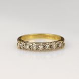 18ct yellow gold diamond half eternity ring, set with seven single cut diamond total weight approx