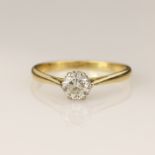 Yellow gold (tests 18ct) diamond solitaire ring, one round brilliant cut approx 0.48ct, estimated