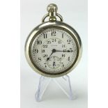 Elgin B.W. Raymond Railroad Pocket Watch circa 1907. The white dial with black arabic numerals,