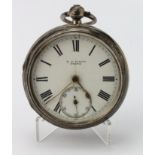 Gents silver cased open face pocket watch by "B G Scott, Porth ". Hallmarked Chester 1891. The