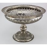Edward VII silver comport decorated with a lattice-work design on a stem foot, lovely item, good