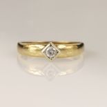 9ct yellow gold diamond set solitaire ring, set with one round brilliant cut approx weight 0.12ct,