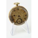 18ct Gold open face pocket watch, hallmarked 'London 1844' Roman numerals with subsidiary dial,