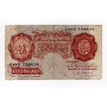 ERROR? Beale 10 Shillings (B271) issued 1950, UNIFACE no printing on reverse, serial U63Y 759630 (