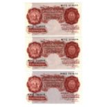 Beale 10 Shillings (B266) issued 1950 (3), a consecutively numbered pair plus one other, serial W77Z