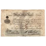 Weald of Kent Bank Cranbrook 5 Pounds dated 1813, serial No. 1553 for Argles Bishop, Benchley &